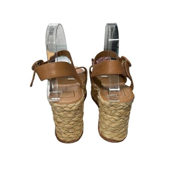 Dolce Vita Dane Raffia Wedge Summer leather platform sandals Tan Caramel Size - Picture 10 of 11
